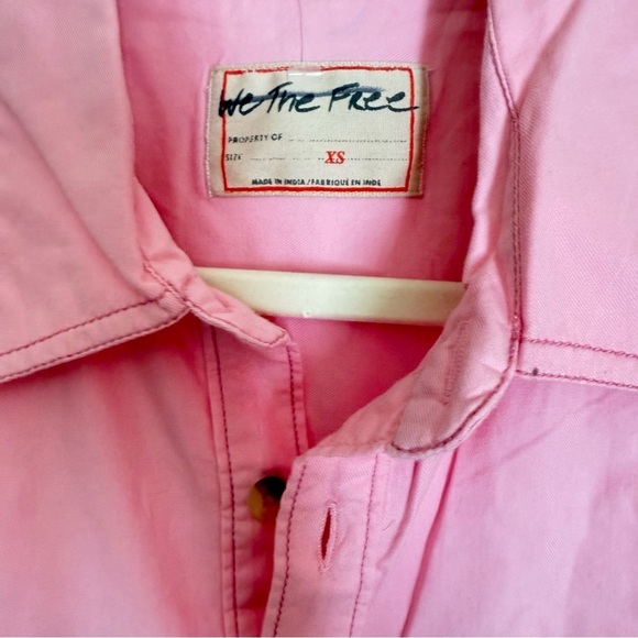 NWOT FREE PEOPLE We The Free Freddie Shirt Button Down Fairy Tale Pink XS/S - Picture 9 of 16